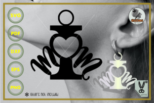 Earring I Love Mom Silhouette Graphics for Crafts