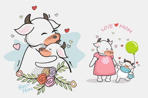Mom and Baby Graphics for Mother's Day Crafts
