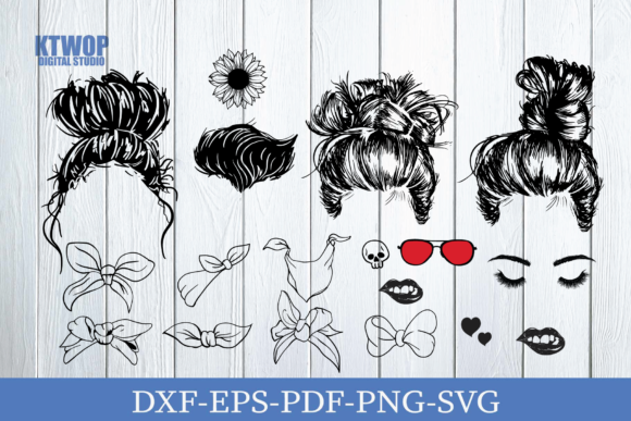 Mom Baddana Bun Hair Bundle Graphics for Crafts
